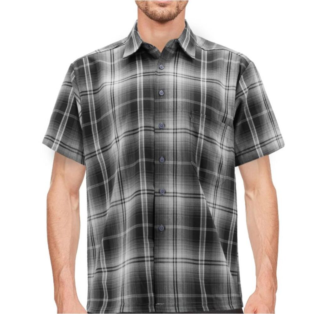 Maximos Men's Plaid Shirt Full Button Down Short Sleeve Classic Western Shirt